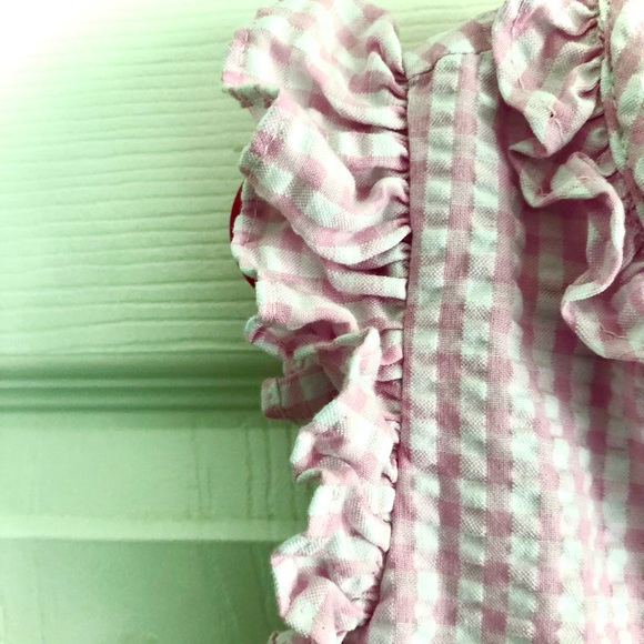 Pink & White Checkered dress w/ Smocking - Picture 5 of 9